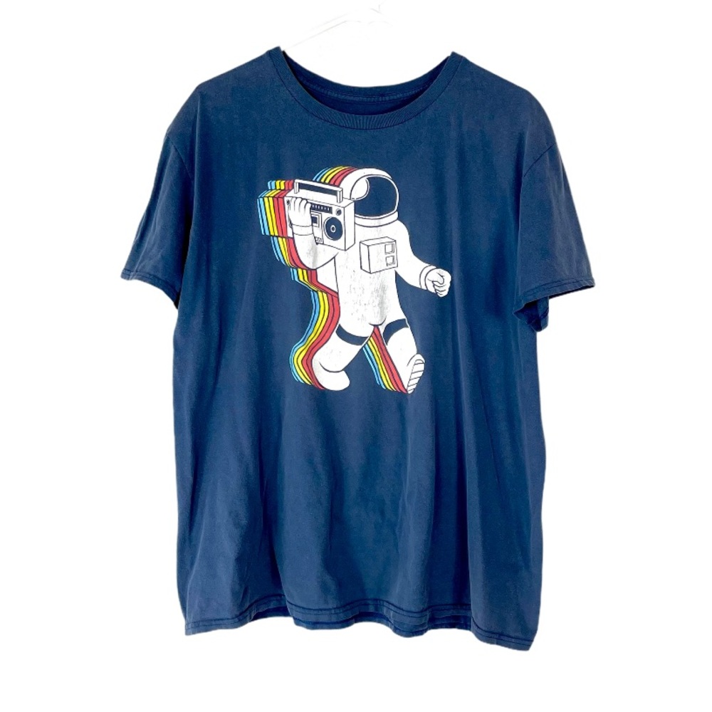 Vintage oversized astronaut short sleeve tee navy